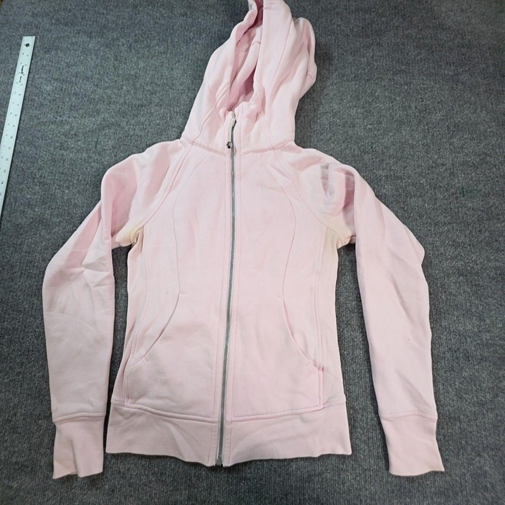Lululemon Hoodie Womens Small Pink Scuba Fleece Full Zip Raglan Pockets Jacket